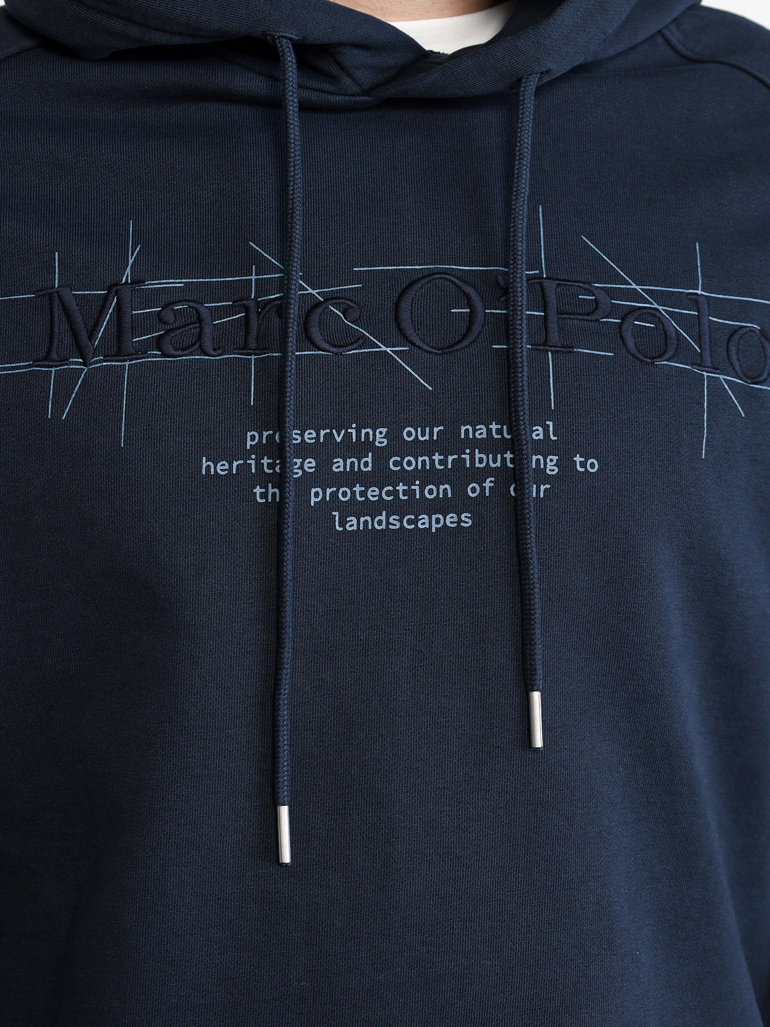 Толстовка темно-синего цвета с капюшоном из хлопка